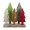 15" Multi-Color Wooden Christmas Tree Tabletop Decoration